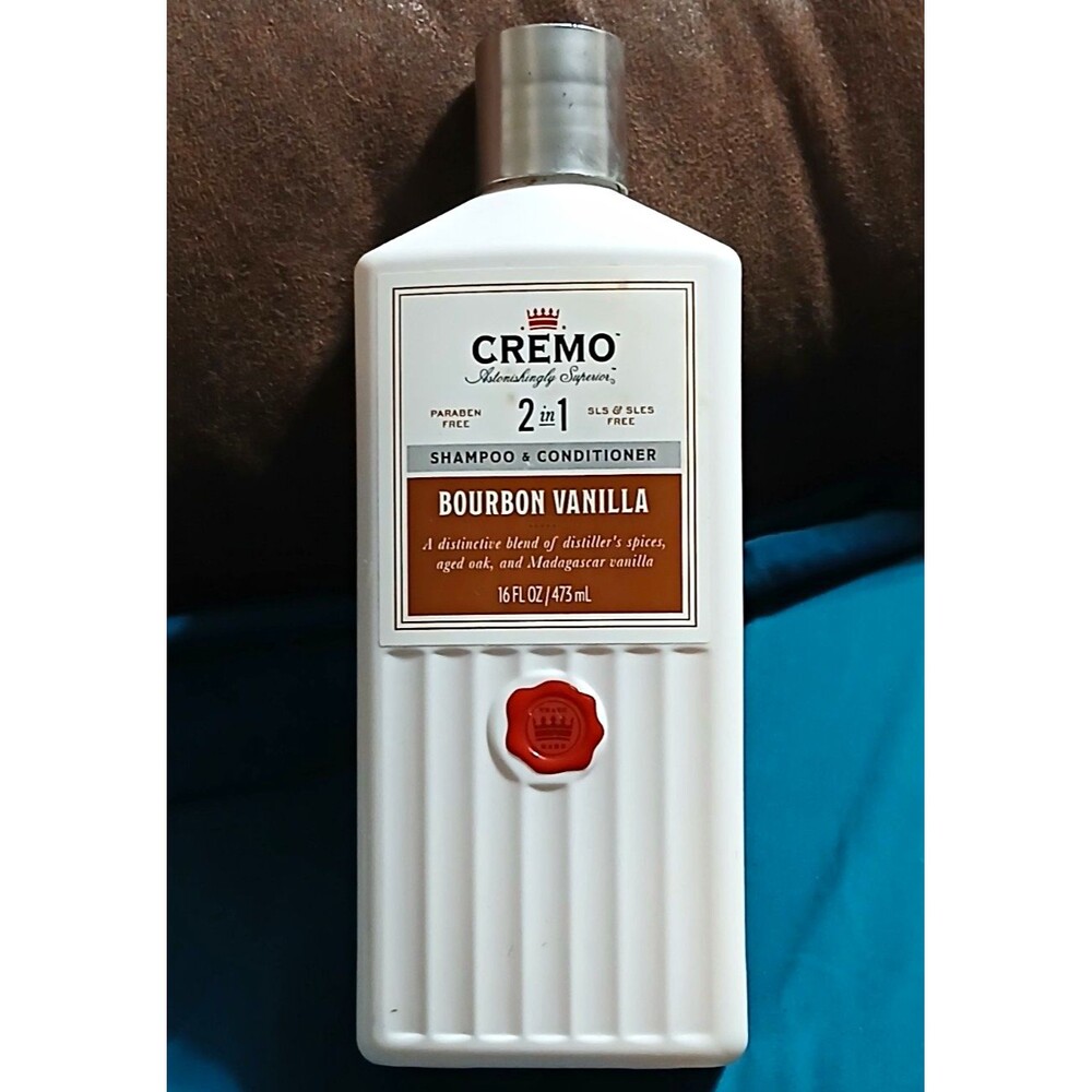 Cremo Barber Grade 2-in-1 Shampoo Conditioner Bourbon Vanilla Paraben-Free 16oz